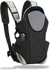 Adjustable black-cream kidsify baby bag, polyester kangaroo style carrier for front and back carry with safety belt, honeycomb texture