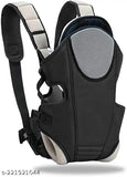 Adjustable black-cream kidsify baby bag, polyester kangaroo style carrier for front and back carry with safety belt, honeycomb texture