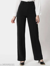 Lycra flared trousers for women, solid net, trendy and comfortable design. Style: 24/24in-36in, 26/28in-30in, 30/32in-34in, 34/36in-38in, India origin