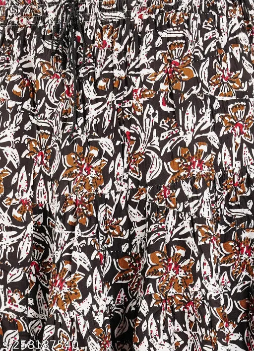 Printed rayon long skirt for women, size 34-Free Size, on model standing