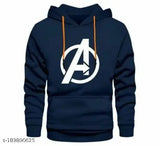 Blue cotton unisex adult Avenger hoodie with long sleeves and printed design