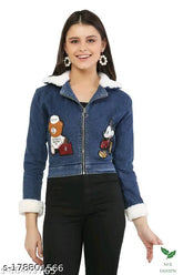 Trendy denim printed net jacket, short sleeves, XL size from India