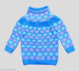 Blue knit children's sweater, newborn to 12 months, winter wear for kids in India