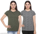 Cotton blend, printed Shaun women's regular fit T-shirt, short sleeves - India