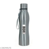 Silver stainless steel slim water bottle (1000ml), shatterproof, leak-proof for men and women
