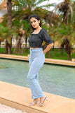 Cotton blend solid net trousers for women, fashionable essential from India
