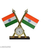 Indian flag quartz watch dashboard art, vibrant patriotic showpiece for cars