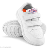 Breathable synthetic leather Unisex school shoes for kids, no lacing, Velcro fastening, ideal for boys and girls, comfortable insole, India origin