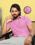 Baby pink polo dot knit T-shirt, cotton blend blend, short sleeves, stylish and versatile