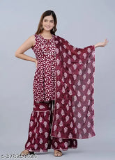 Embroidered Rayon Unic Sharara suit with applique net, Indian traditional wear