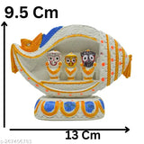 Ceramic Shankh Shell Krishna Idol, intricately detailed 2.5cm x 9.5cm x 13cm Jagannath Thakur, representing Indian spirituality