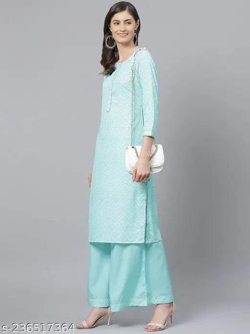 Vaamsi Women's Printed Poly Crepe Kurta Palazzo Set, India-made partywear in pack of 2