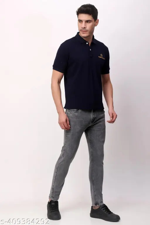 Men's cotton short-sleeve solid T-shirt, M size with chest size 19in and length size 27in, made in India