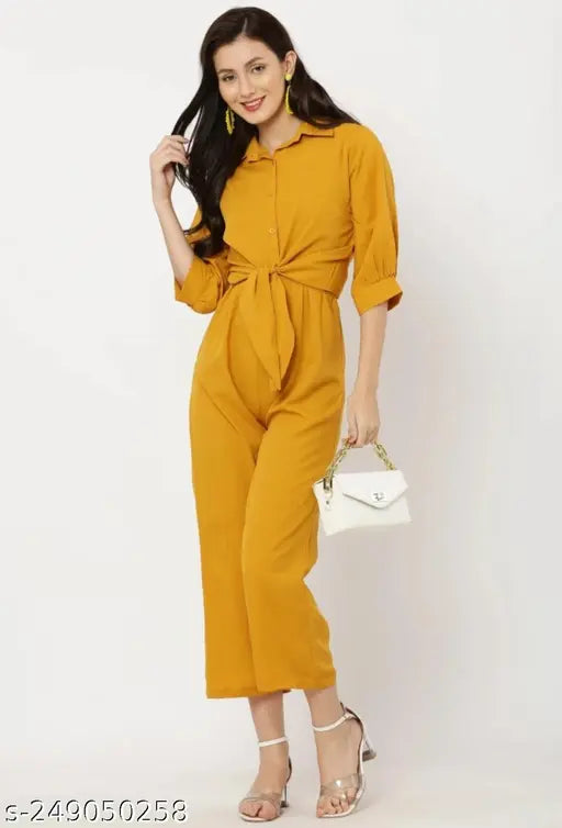 Trendy cotton three-quarter sleeve jumpsuit for women, solid net pattern, Indian-made party wear in S, M, and L sizes