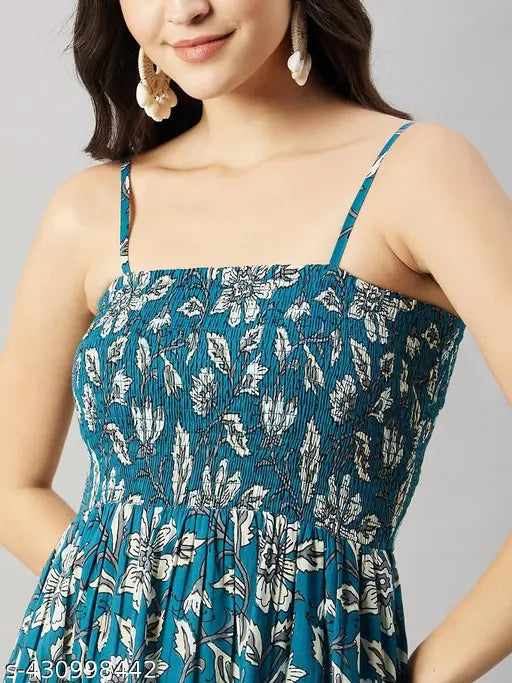 Designer cotton colorblocked sleeveless jumpsuit, midi/anarkali look kurti from India (M: bust 38in, length 52in, waist & hip 38in; L: bust 40in, length 52in, waist & hip 40in; XL: bust 42in, length 52in, waist & hip 42in)