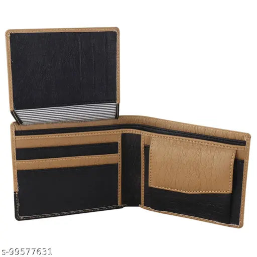 Stylish faux leather men's wallet, trendy accessory for everyday use (10cm x 9cm)