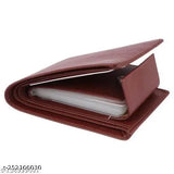 Brown PU leather wallet for men, durable design with 2 compartments and free size (11cm x 9cm)