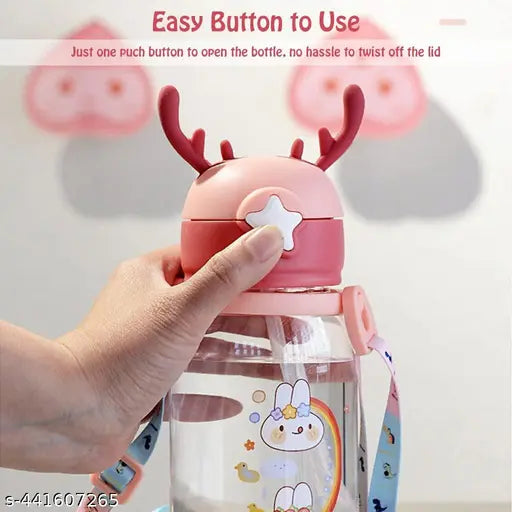 Trendy pink silicone water bottle for kids, BPA-free, school-friendly, 600ml capacity