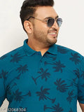 Men's extra-large printed Polo Collar T-shirt in cotton blend, featuring allover print
