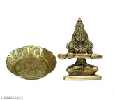 Golden brass Mata Annapurna Devi idol, Goddess of Food from India