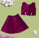 Pink embroidered velvet Lacha for kids, ethnic motif Indian lehenga (24in x 14in)