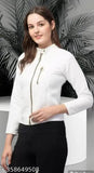 Warm white wool jacket for women, solid style in long sleeves, XS-L size