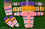 Soft wool striped newborn baby sweater set (0-3 months), random color may vary, perfect gift for infants