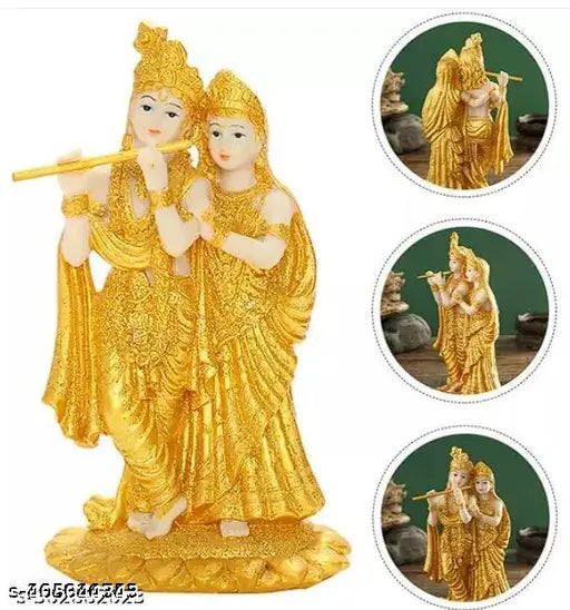 Golden Resin Krishna Idol (10cm x 19cm), Indian handcrafted home decor showpiece