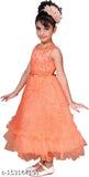 Trendy net sleeveless dress for girl, solid pattern, India-made for ages 3-11 years