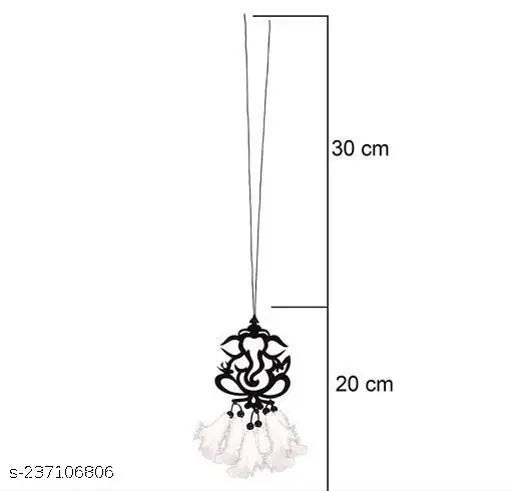 Wooden art decoration, Ganesha figurine in black, Indian car showpiece