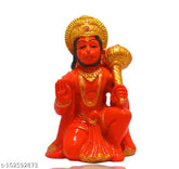 Orange resin Hanuman idol, SULPTO MANIA Mahavir Marble Dust Bajrangbali figurine for home decor or gifting