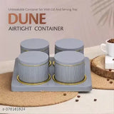 Bluish grey plastic dune container tray set - airtight for home decor & food storage, elevates dining experience