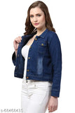 Solid denim women's jacket, long sleeves, KR Dhama Regular Jacket, great for everyday wear in various sizes (S-XXL)