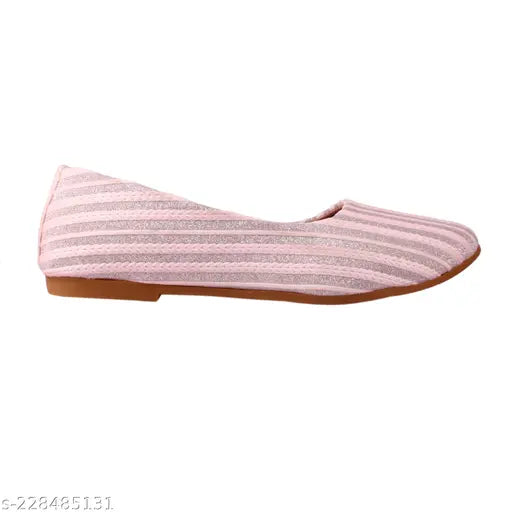 Synthetic striped bellies, comfortable casual slip-on flats for women, Indian footwear design
