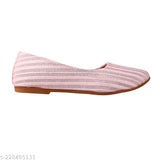 Synthetic striped bellies, comfortable casual slip-on flats for women, Indian footwear design
