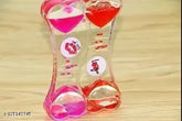 Transparent crystal double heart shape Love Meter hourglass, perfect for Valentine's Day or friendship gifts, handicraft & artifact showpiece, 100g, 3cm L x 8.5cm W x 14cm H