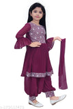 Embroidered Georgette Anarkali Patiala Dress - Indian Festive and Wedding Wear for Kids