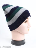 Arcylic men's winter cap, solid pattern, warm and cozy headwear for cold weather