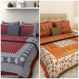 Jaipuri cotton printed double bedsheet 90x100, superfine quality, ideal for summer adult use, featuring intricate Indian prints
