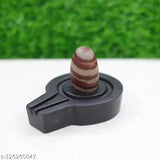 Natural multicolor Narmada stone Shivling with Jaldhara stand, 15-inch Shivling, 3-inch Jaladhari, Hindu puja object