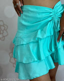 Solid blue crepe skirt for women by TANDUL, ideal for casual wear or events (size 28/30)