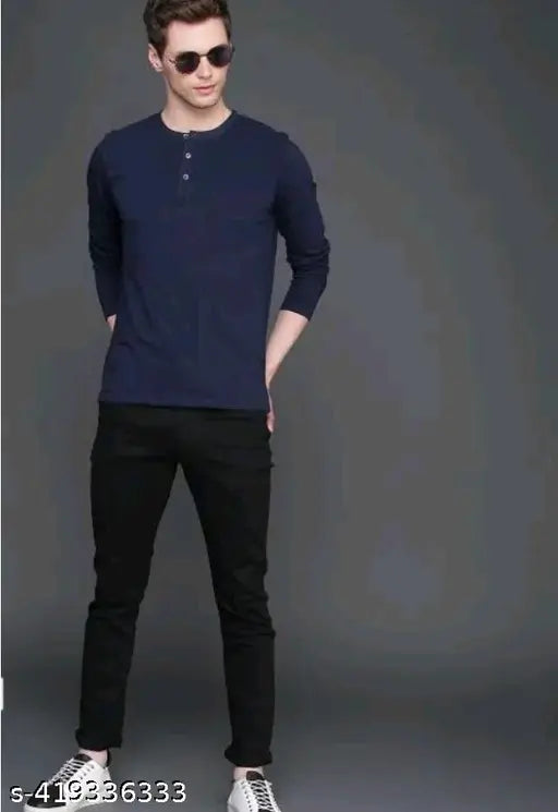 Attractive latest men's black denim jeans, solid pattern, premium quality, ideal for modern wardrobes