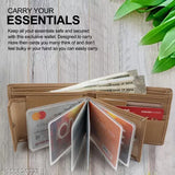 Solid PU leather slim card holder wallet, ideal for men and women. Holds ATM, credit/debit cards, coins, and cash. India-made accessory