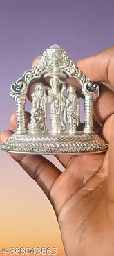 Silver brass god idol: Ranamika collection Ramlakshmansita ji, Sita, and Lord Hanumansit for mandir decoration and puja - 7cmL x 2cmH x 5cmW