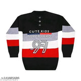 Multicolor wool sweater with long sleeves, colorblocked pattern for kids aged 6-11. Warm knitwear from India