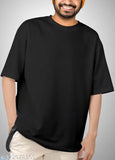 Black oversized cotton t-shirt for men, solid design in large sizes (S-XL), perfect for casual or party wear