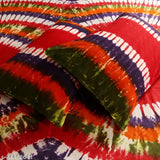 Hand-made tie dye cotton double bedsheet with 2 pillow covers, vibrant batik print for a soothing yet elegant sleep space