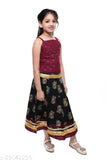 Embellished rayon slub sleeveless printed skirt top, ethnic motif design for kids ages 6 months to 4 years, made in India