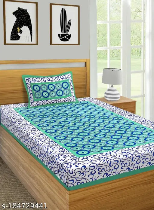 104 TC cotton queen, ethnic motifs 3D printed flat bedsheet. Pack of 1, superfine quality for summer