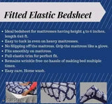 White and blue floral cotton blend elastic fitted king size bedsheets with jumbo pillow covers, ideal for summer
